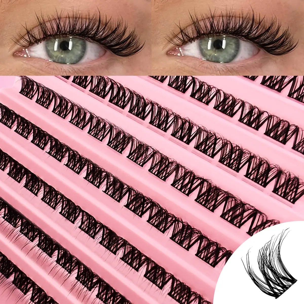 120 Pcs Natural Fine Soft Cat Eye False Eyelashes, 8-16mm Mixed Pack, DIY Lash Clusters for Home Use, Easy Application, Beginner Friendly Lashes