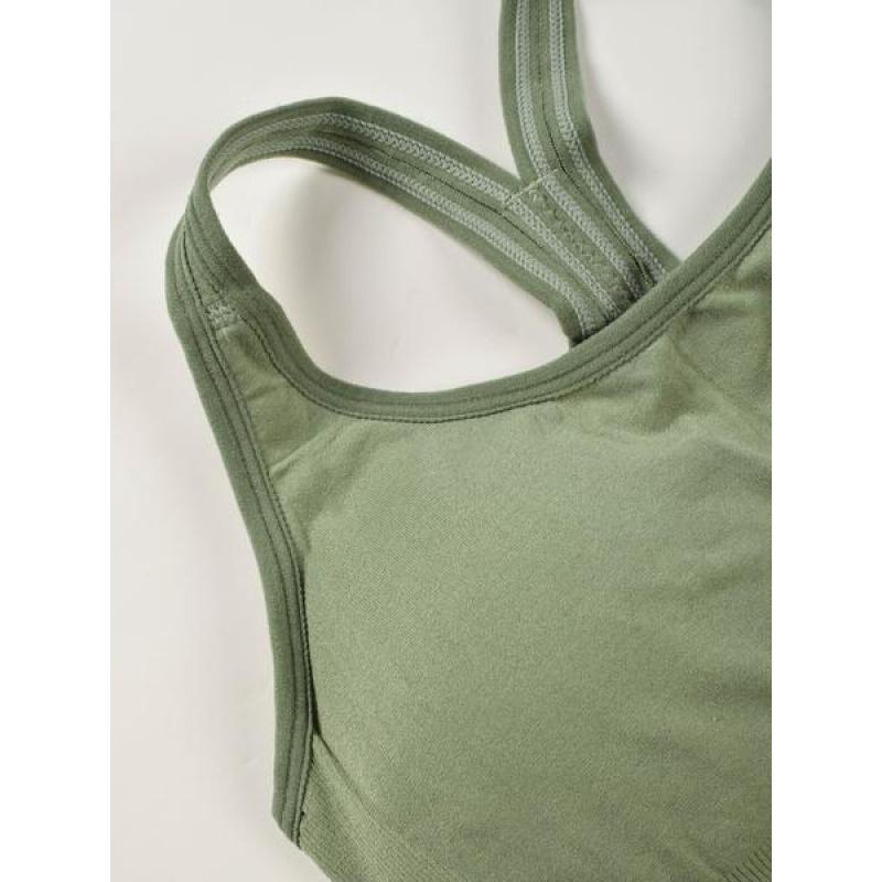 Women's Solid Wireless Bralette Comfortable Breathable Backless for Sports and Daily Wear Medium Support Lingerie All Seasons Strappy Sports Bras