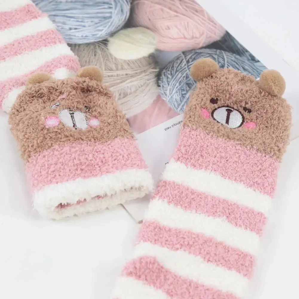 Japanese Girl Animal-Patterned Knee Socks, Striped Cute Compression Long Thigh-High Thigh-Length Socks for Autumn Winter Warmth