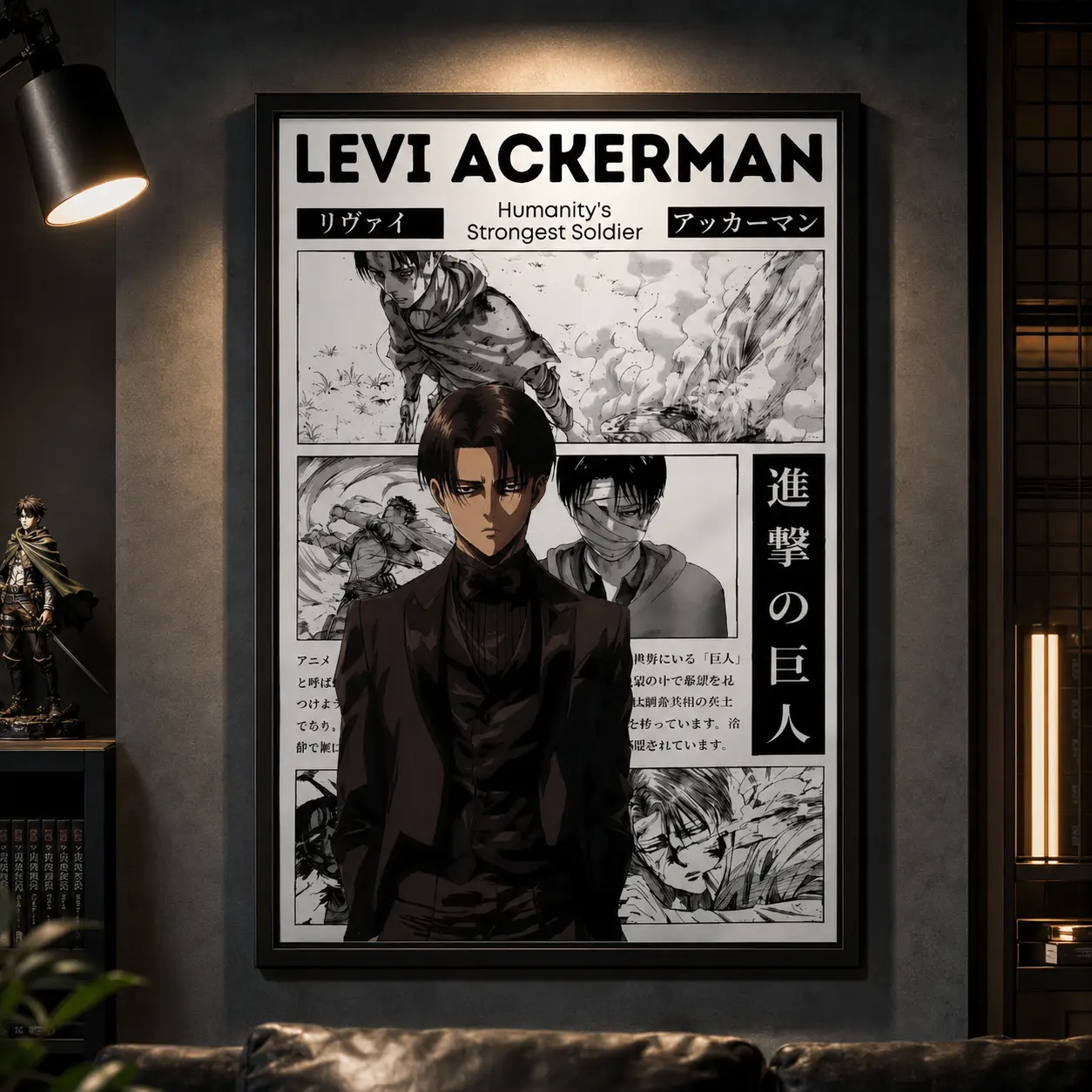 Attack On Titan Levi Anime Poster, Manga Wall Artwork Prints, Home Decor GiftCanvas Poster Wall Decor, Room Decorations, Funky Home Decor,anime wall art,bedroom canvas poster, Canvas Wall Art, Japanese Manga Print, Levi Ackerman Poster, Otaku Room Decor