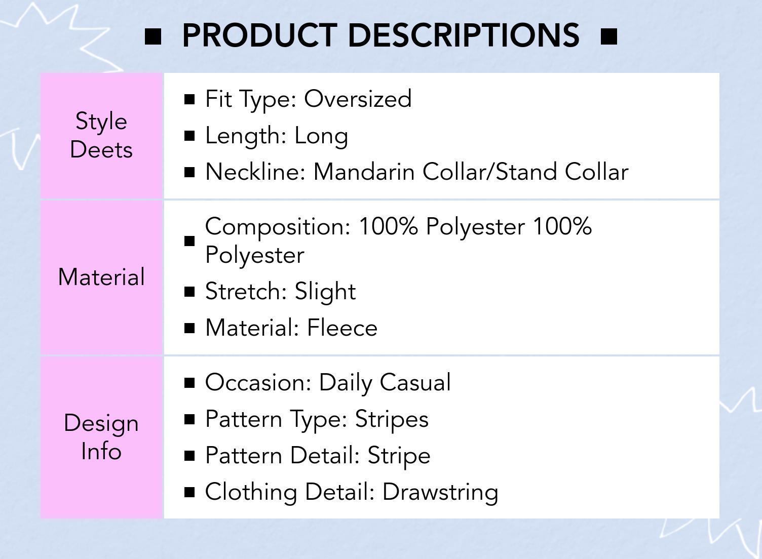 Cider Fleece Stripe Stand Collar Drawstring Half Zip Oversized Sweatshirt SpringStatements