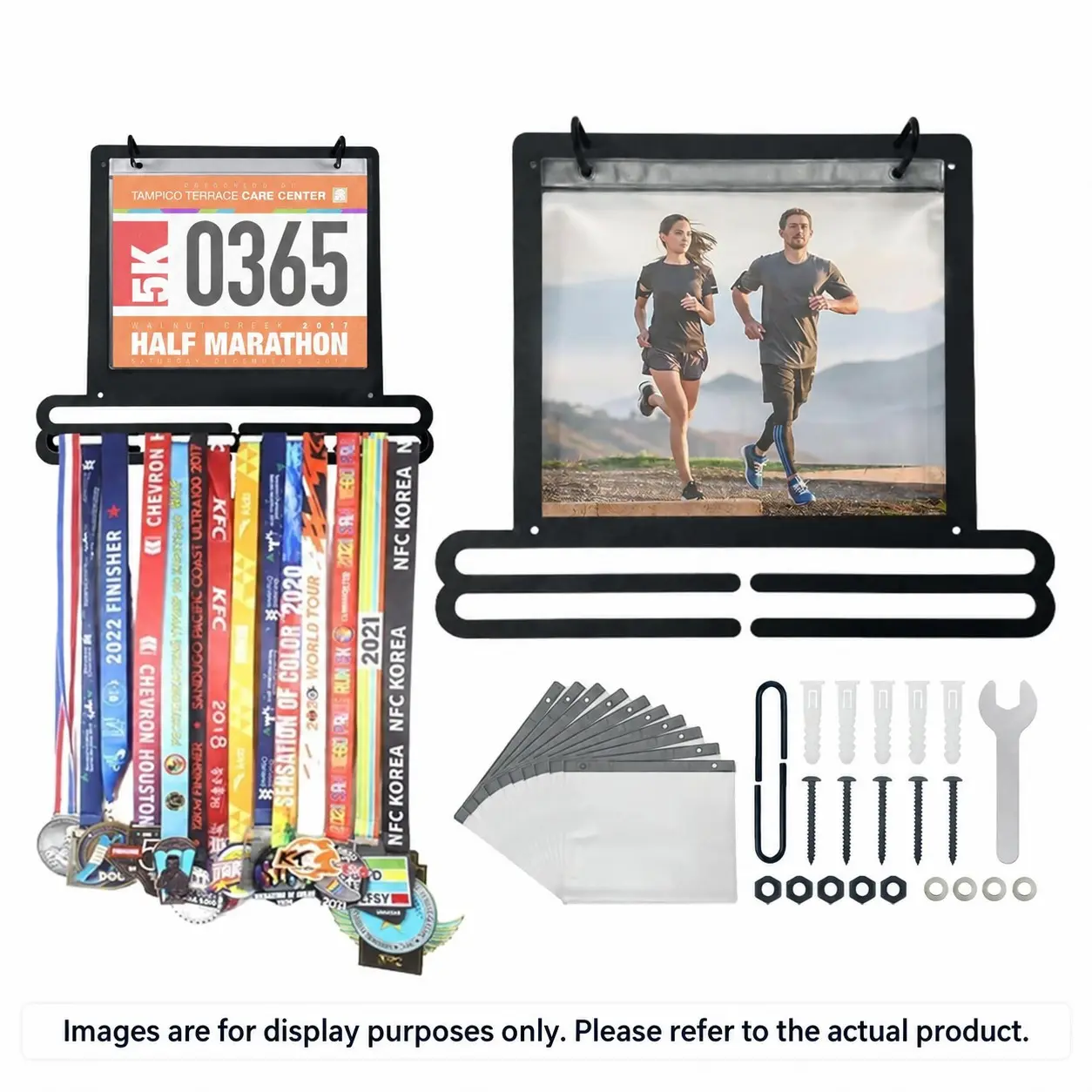 Race Medal and Bib Display Hanger, Wall Mounted Running Bib Holder, Hanging Rack Stands, Hangable, Compact, Durable, Durability, Multiple Medals, Gifts for Runners, Sports Memorabilia Organizer, Wall Storage, Metal Racks
