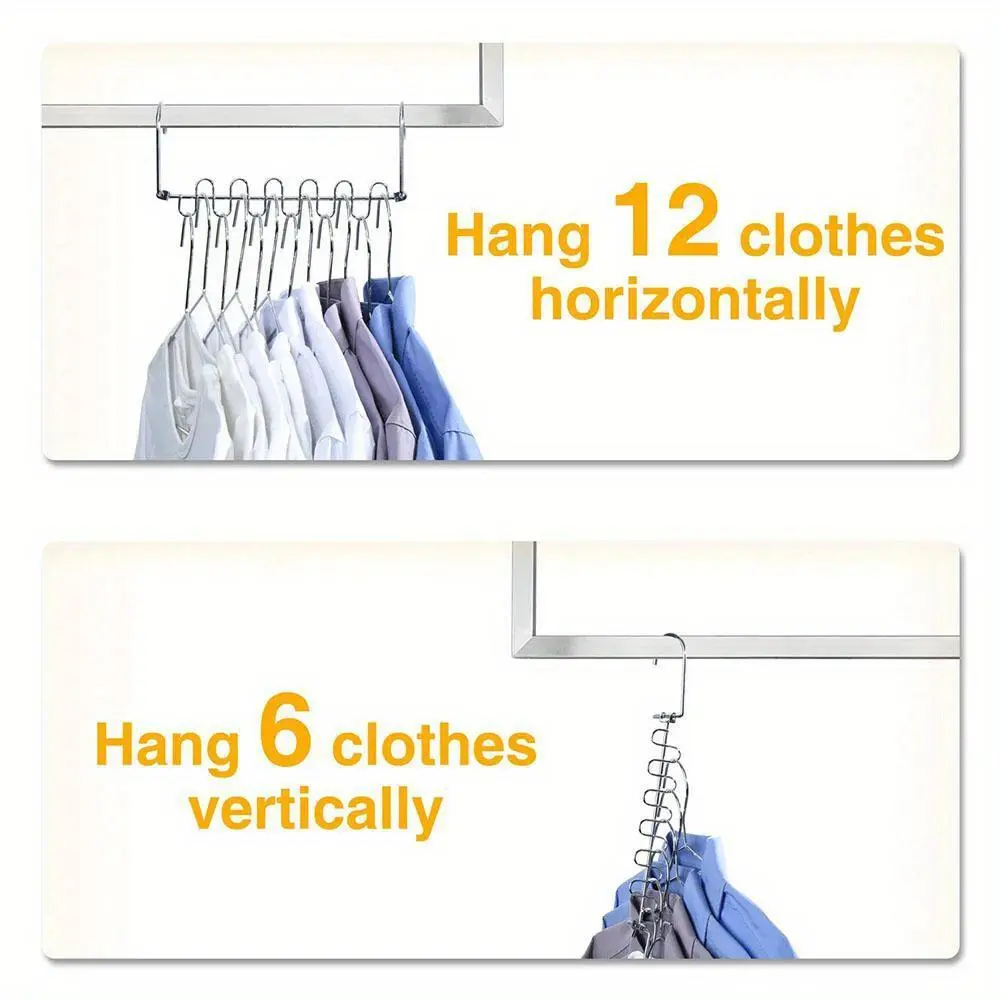 Multi-Functional Clothes Hanger 360 Degree Swivel Hook Can Accommodate 12 Clothes Hangers Pants Tie Storage Shelf Space Saving