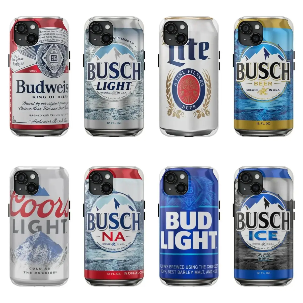Tough Coors Light, Miller Lite, Busch Light Smartphone Case Accessories for iPhone 12-17 Pro Max/Pro Plus & Samsung Galaxy S22-S26 Ultra Plus, Stylish Gift for Him/Her