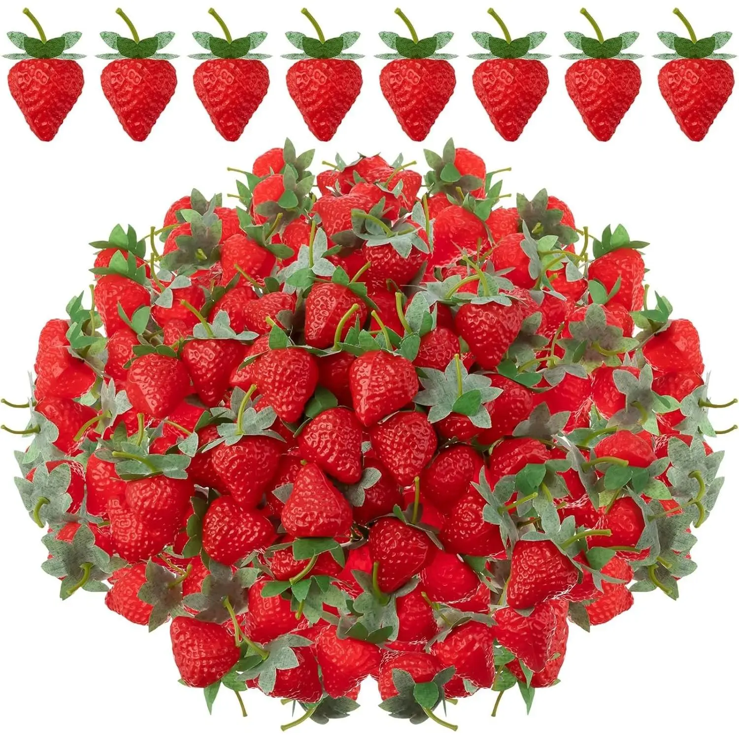 Decorative Artificial Strawberries, 100 Pcs (2.2 in) with 2.2/2.76/3.35 in Size Options, Lifelike Plastic Fake Strawberries for Kitchen Decor, Wedding Supplies, Outdoor Photography Props