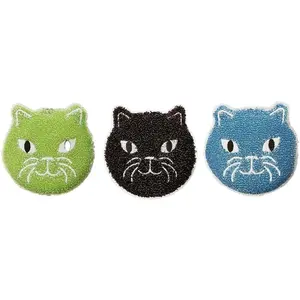 Reusable Cat Scrub Sponge – Cleaning Supplies for Kitchen, Home Essentials – Fun Gifts for Kids & Adults – Set of 3