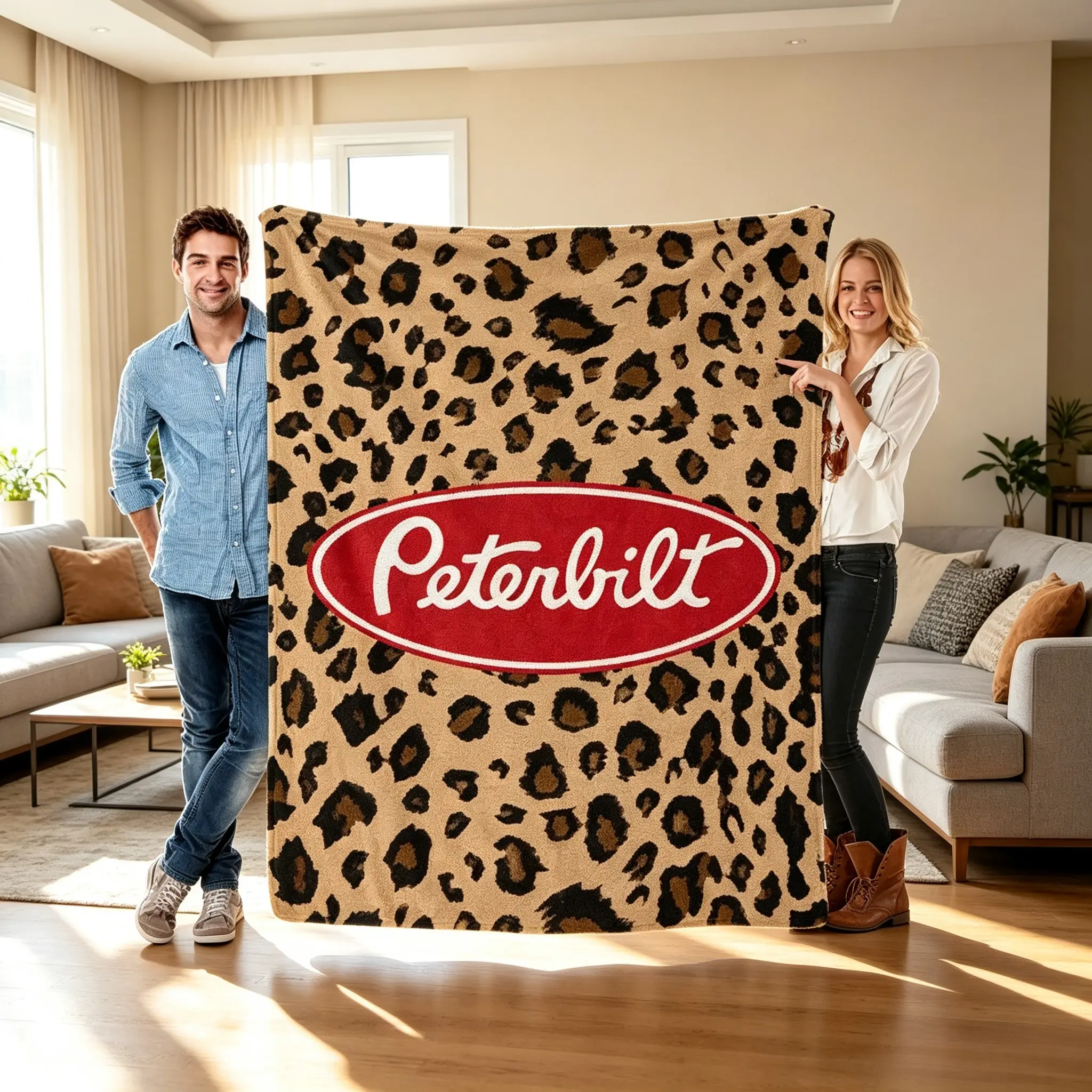 Peterbilt Throw Art Leopard Print  Blanket for Bed,Soft Collage Blanket for Bedroom,Cute Blanket Funny Room Decor Flannel Blankets for Bed SofaThanksgiving Father's Day Halloween Gifts Halloween Decorations Halloween  Blankets Children's Day Holiday Gifts