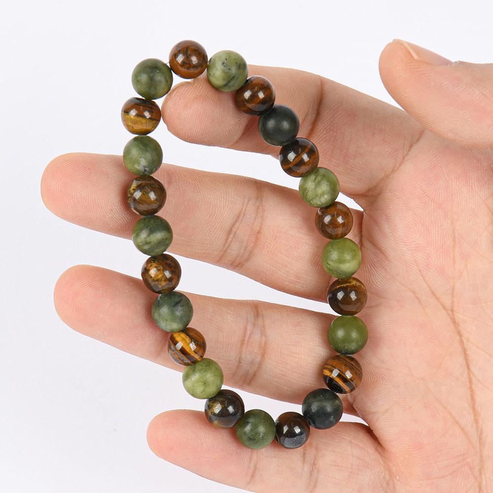 Tiger Eye Stone Bracelet Attracts Wealth, Ababusive Prosperity - Stretchable Artificial Jade Money Attraction Bracelet - Unisex Jewelry Gift bracelet Crystal bracelet Elastic Band Abundance Elasticity