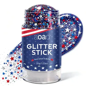 July 4th Glitter Stick Blue, Body and Hair Glitter, Perfect for Independence Day Party, Holiday Makeup, Fun Festive Look, Shimmering Body Glitter