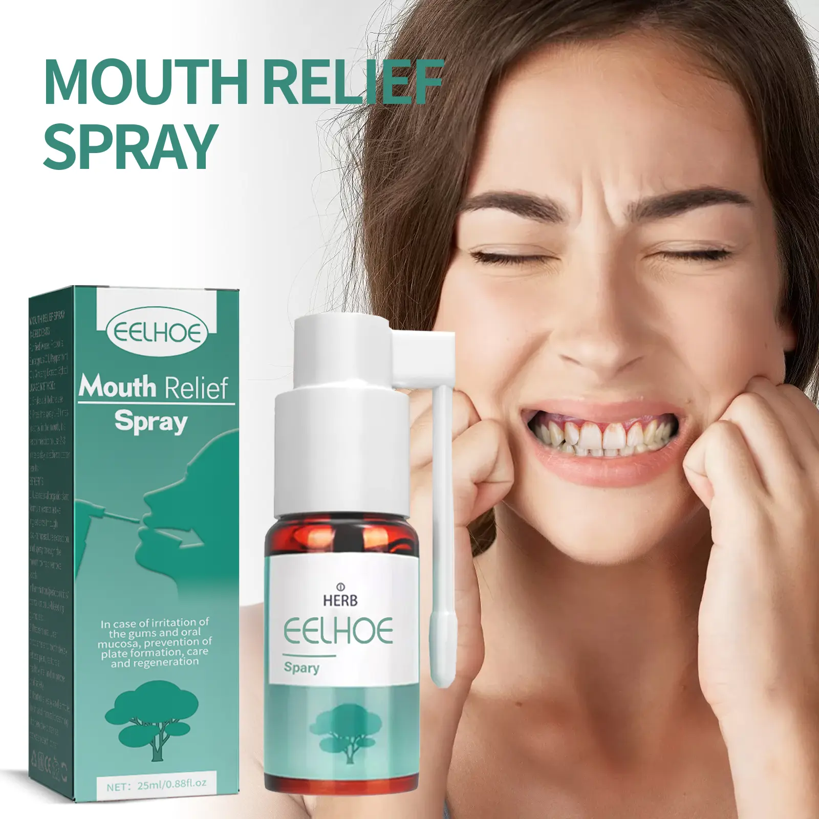 Oral Relief Spray Preventing toothsensitivity, Relievingswollen and inflamedgums, Helping reduce tooth decay, Gentleformula for daily use care Portable Probiotic Breath Spray plant-based eliminates bad
