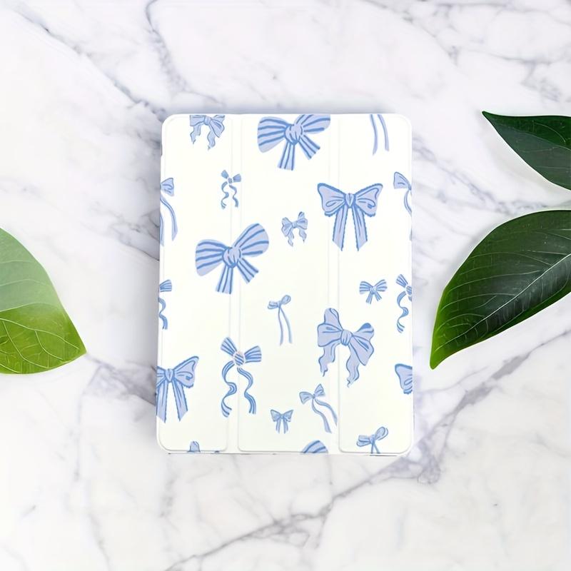 Blue butterfly pattern, with adjustable bracket and pen slot, foldable non-slip TPU protective case, suitable for iPad mini, iPad Air, iPad Pro/iPad 10th generation, 11th generation and other series of iPad protective cases