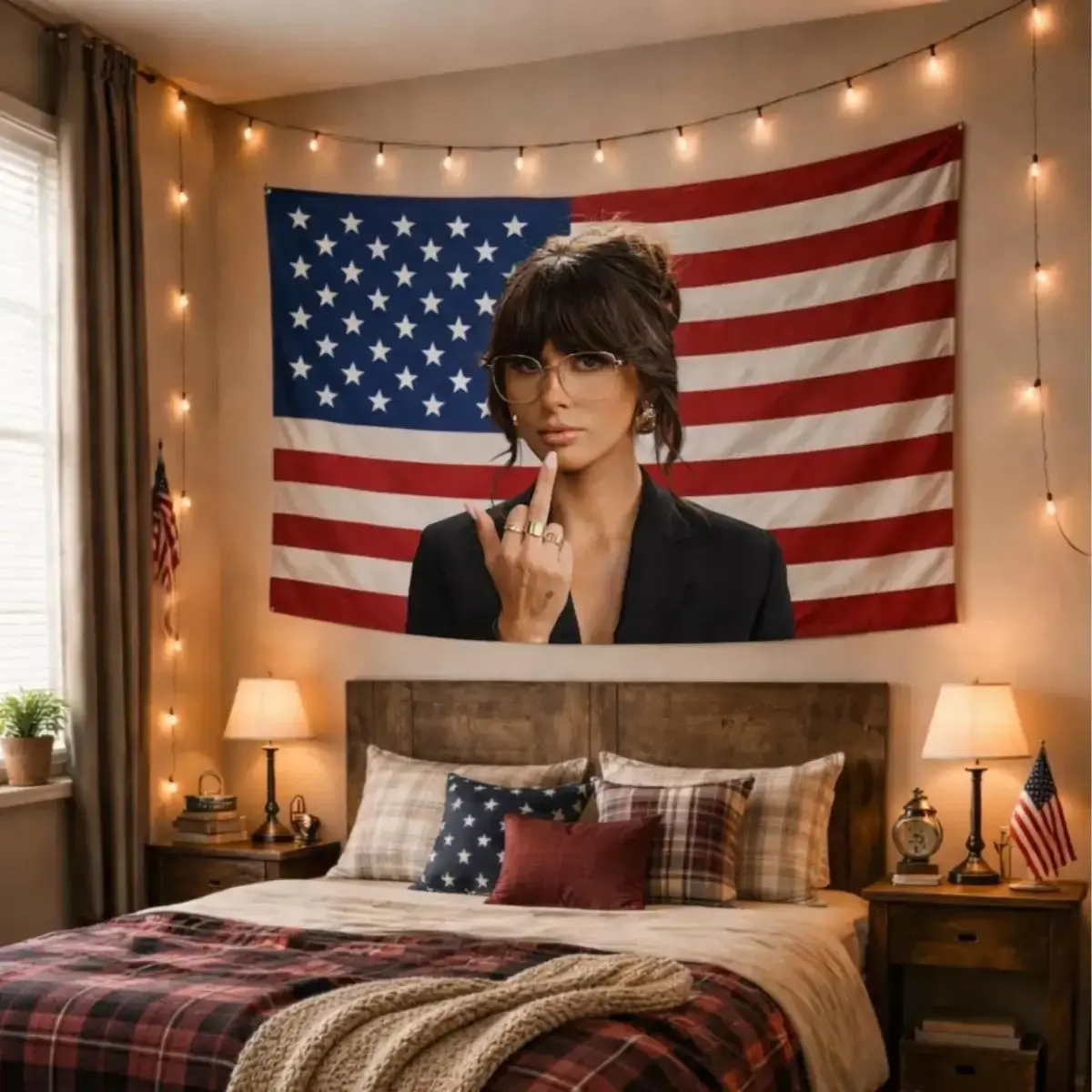 Ella Langley Singer American Flag Tapestry - Pink Tapestry Wall Mural, Bedroom Dorm Decor, Indoors Room Decorations for Fans, Home Wall Hanging, Music Room Decoration home accessories home accessories