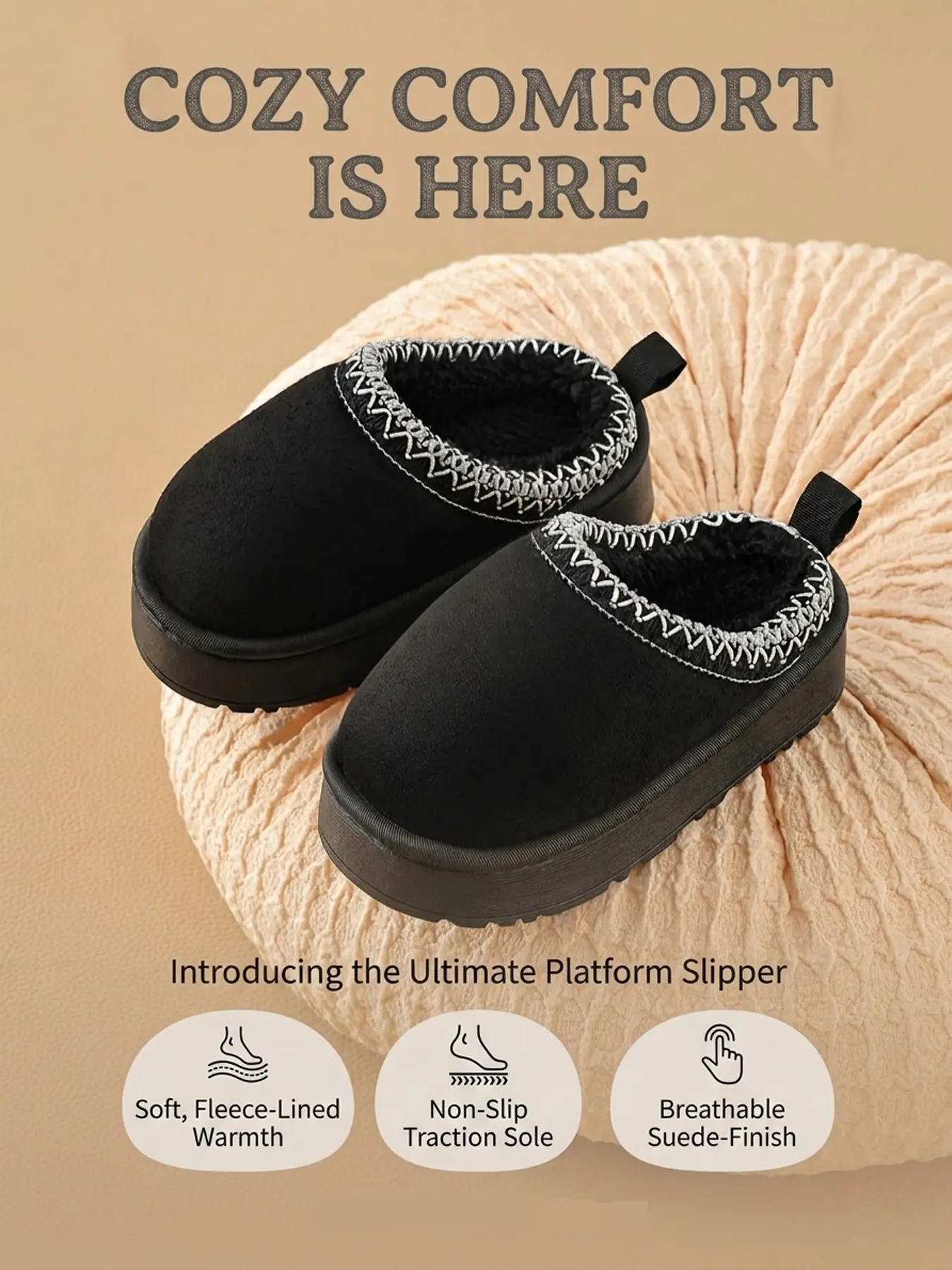 Autumn Winter Slippers, Simple Boys Indoor Home Anti-Slip Warm Fleece, Fashion Girls Thick Fur Slippers, Fuzzy Warm Slippers, Soft Slippers, Fashionable Slippers