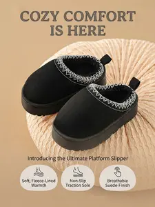 Autumn Winter Slippers, Simple Boys Indoor Home Anti-Slip Warm Fleece, Fashion Girls Thick Fur Slippers, Fuzzy Warm Slippers, Soft Slippers, Fashionable Slippers