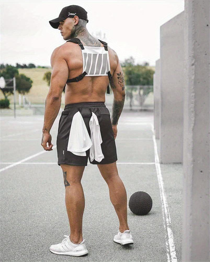 Unisex Reflective Chest Bag for Outdoor Sport, Adjustable Tactical Vest with Headphone Hole, Lightweight Soft Shell Activewear Pack with Practical Pockets for Running, Cycling and Skiing SpringStatements