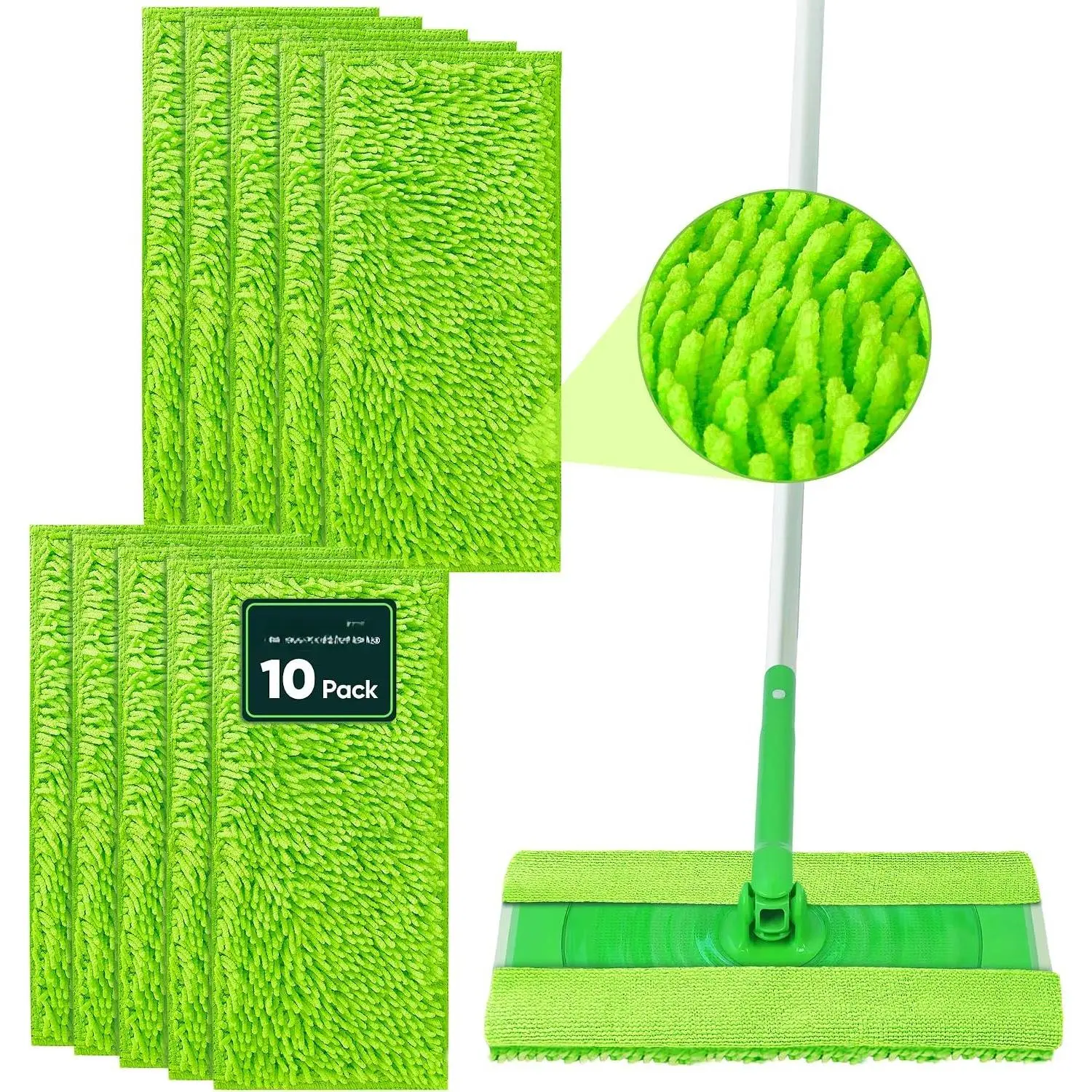 Microfiber Mop Pads for  Sweeper, Microfiber Pads Refills,  Washable Mop  Replacements for Multi Surface Wet & Dry Floor Cleaning, 10 Pack