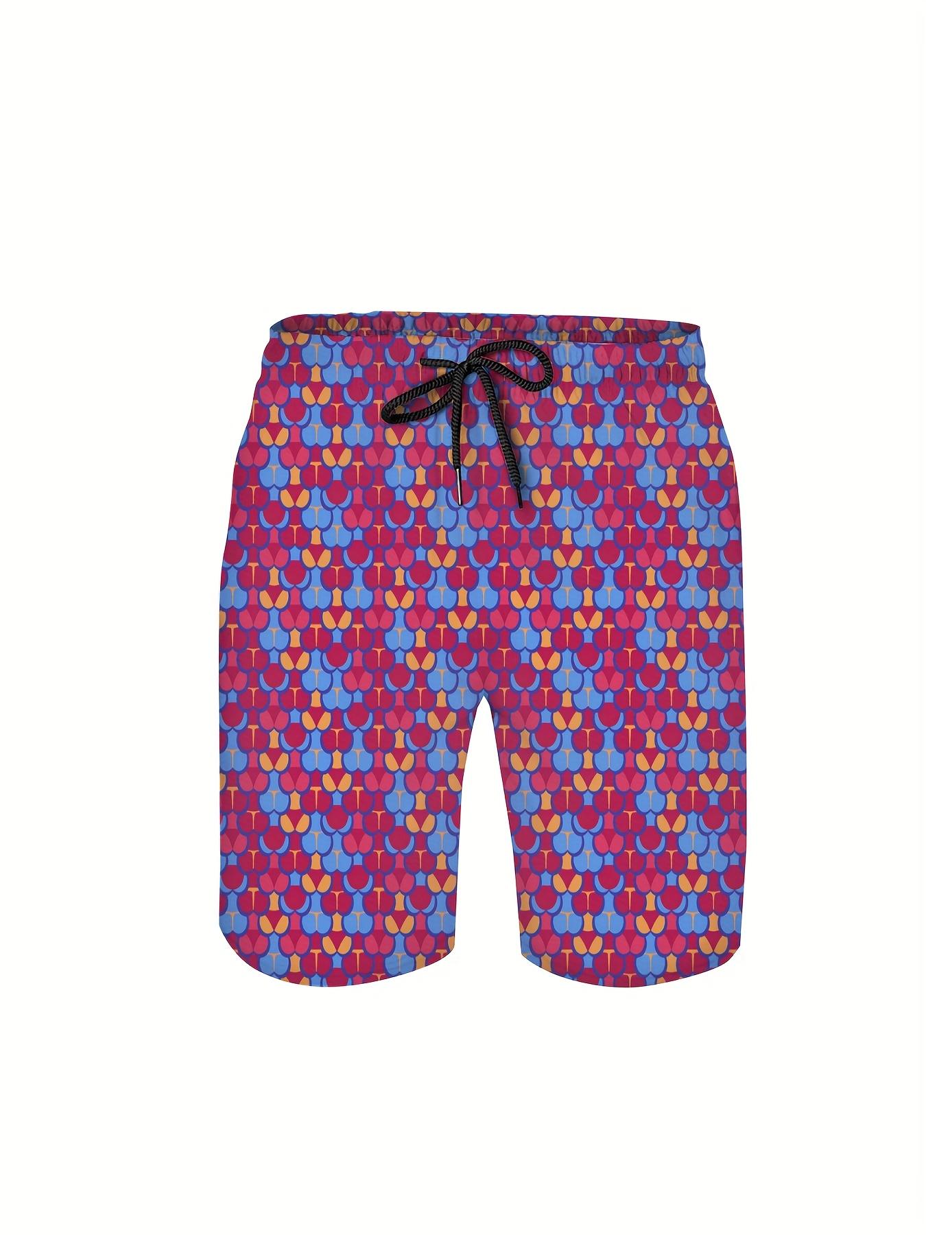 [3pcs Hawaiian Shirt Set] 3pcs Men's Hawaiian Shirt and Short Set| Funny Red 80s Flashes, Soft Fabric, Breathable, Button Short Sleeve, Casual Beach Outfits with Bucket Hats