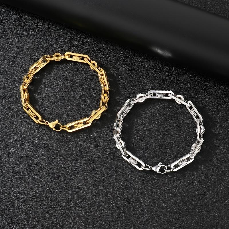 1pc Heavy-Duty Motorcycle Chain Bracelet - Industrial Hip-Hop Jewelry with Interlocking Chains, Unisex Bike Chain Necklace for Men & Women - Edgy Motorcycle, Cycling, Everyday Streetwear - Durable Metallic Finish Gift for Bikers & Urban Fashion Lovers, Mo