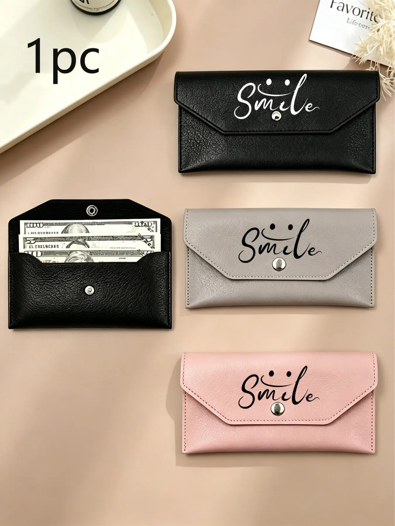Minimalist Smile Style Envelope Long Wallet, Multi-Card Slot Cash Card Holder, Lightweight Portable Women's Handbag, Elegant Daily Clutch