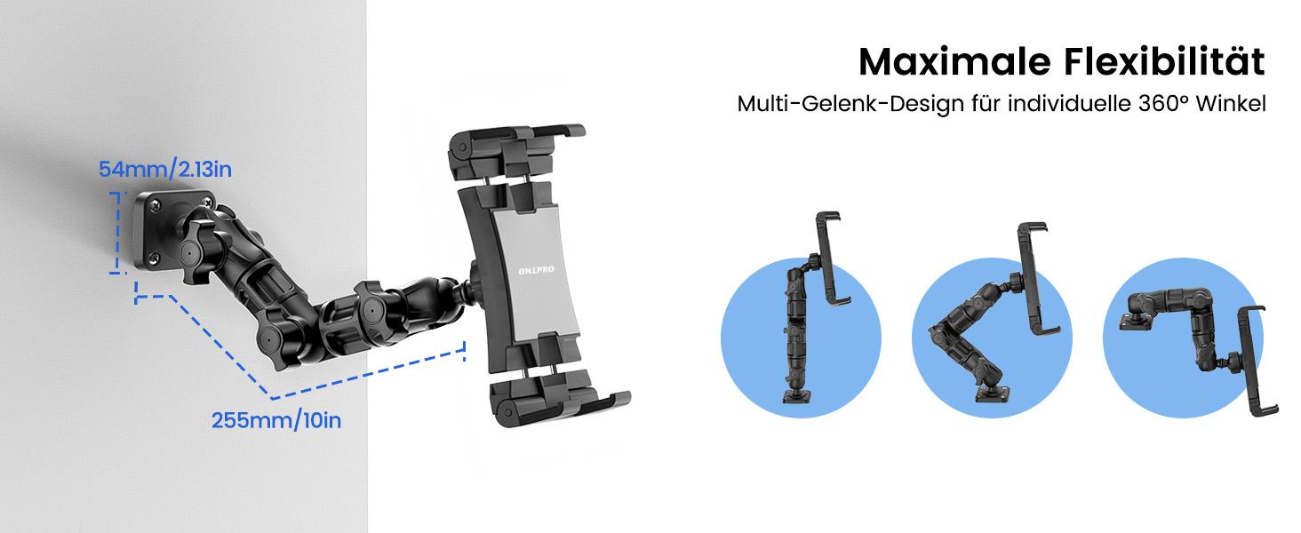 OHLPRO Tablet Holder Car Tablet Holder Truck 360 °     Rotation Adjustable Composite Arm Drill Base + Metal Clamp iPad Car Mount for 5-13 Inch Tablet Smartphone Dashboard Holder