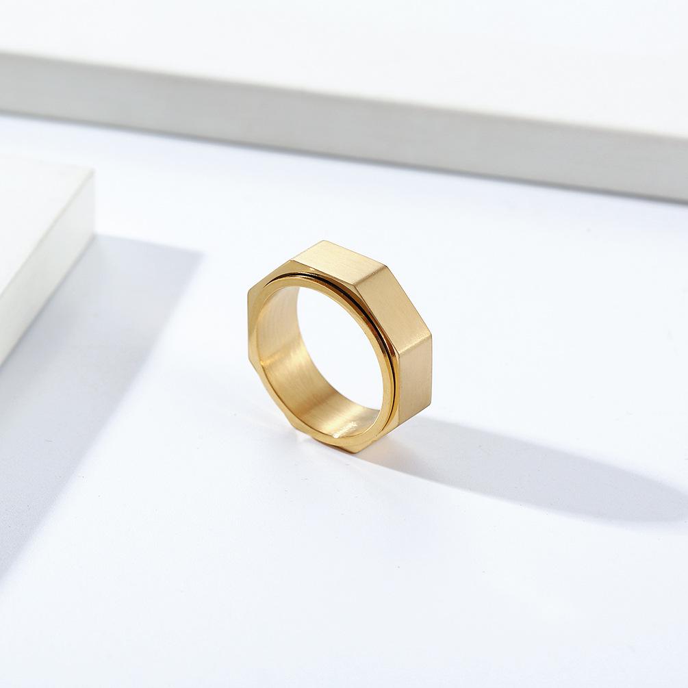 Unique and Personalized Octagonal Nut Titanium Steel Rotating Ring, Relieves Anxiety and Stress, Unisex Six-Sided Jewelry