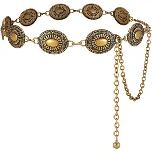 Western Concho Belt for Women – Gold Chain Cowgirl Boho Belt for Dresses, Jeans & Country ConcertsGift.