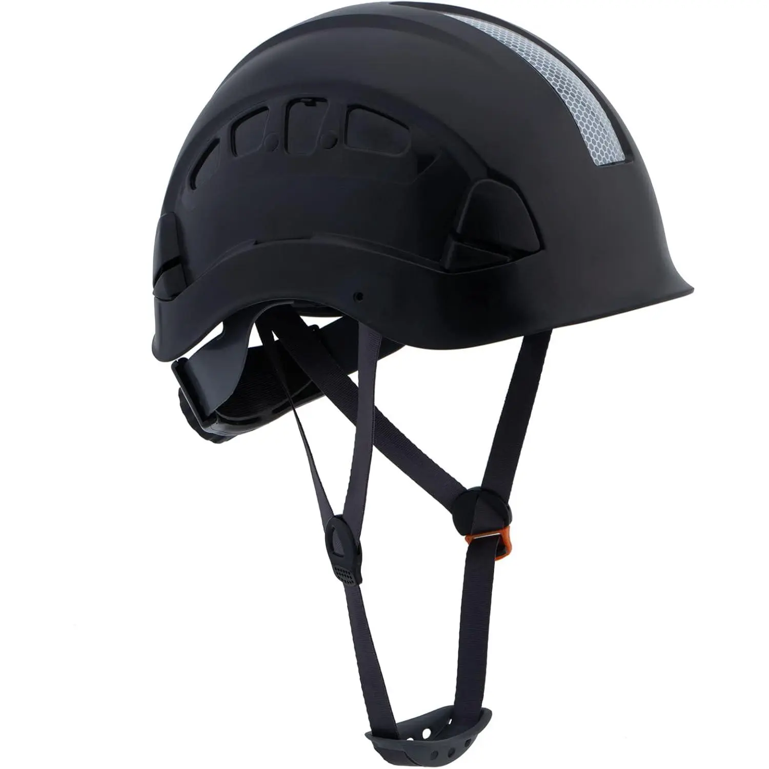Adult Unisex Hard Hat, Full Brim Vented Headgear with Reflective Strips, 6-Point Ratchet Suspension, ABS Shell, 8 Adjustable Vents, Chin Strap, Modular Slots, 1-Hand Adjust, Compatible with Visor & Earmuffs, Outdoor Wear, for Gardening, Mowing