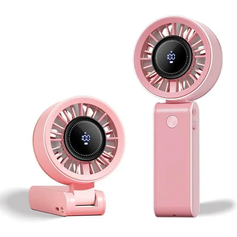 2025 Handheld Fan High-Power , LED Display, 10 Hrs Cooling, 3600mAh Rechargeable, 5-Speed, Foldable Design, Portable Fan for Travel Cruise Beach ()