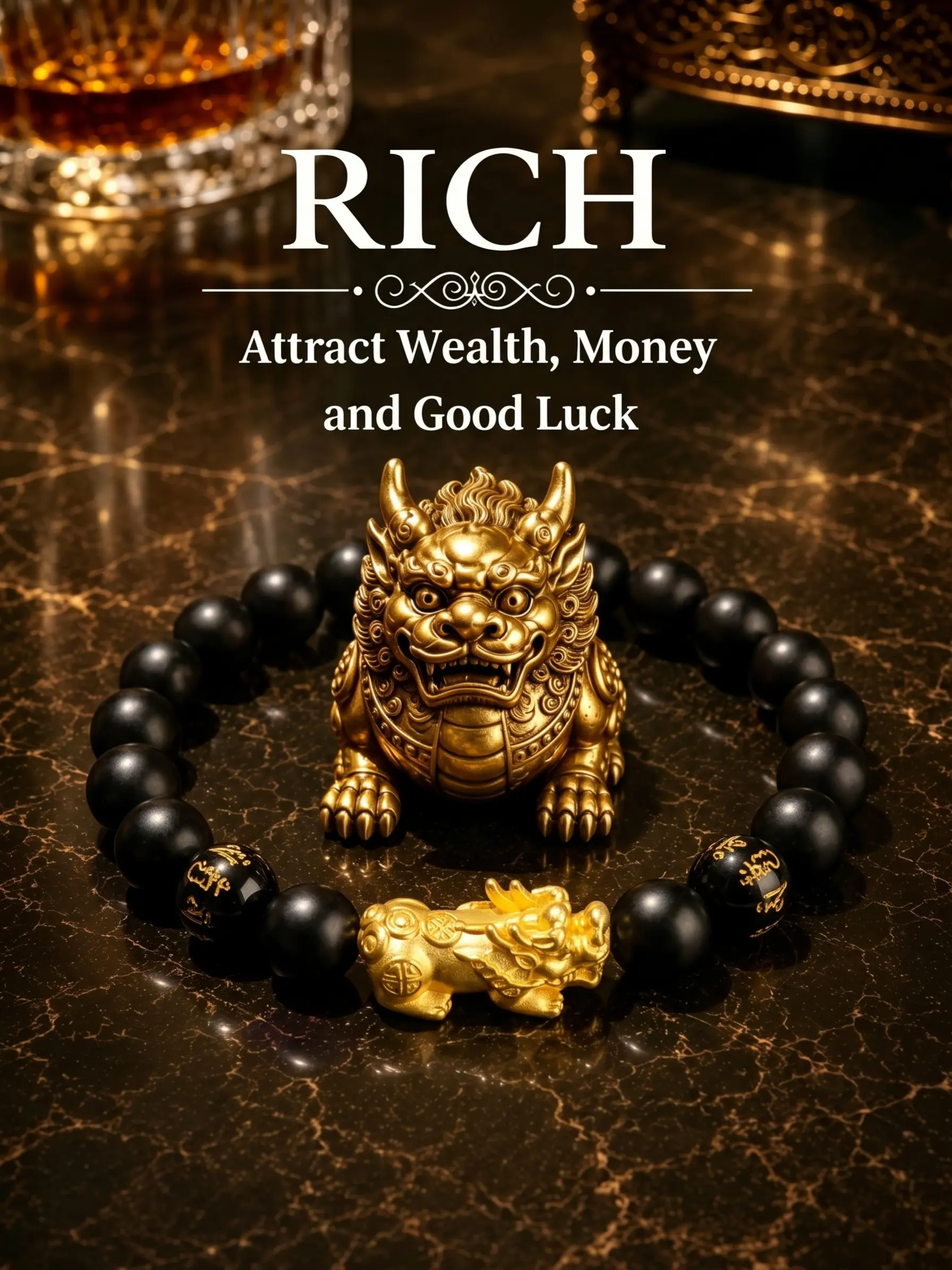 24K Gold Plated Pixiu Money Attraction Bracelet, Elastic Imitation Obsidian Pixiu Beaded Bracelet for Men Women,Adjustable Faith Protection Jewelry for Luck & Blessing, Elegant Rhinestone Crucifix Charm Bracelet, Halloween Bracelet