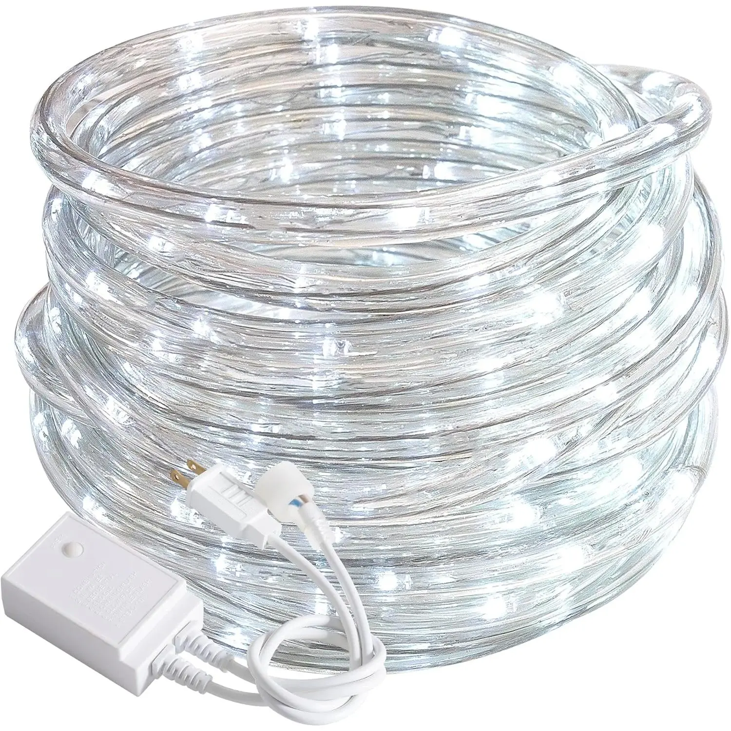 20ft Outdoor Rope Lights, Connectable Flexible Tube Lights with 8‑Mode Controller, Waterproof White LED Rope Lighting for Deck, Garden, Pool, Patio, Bedroom, Indoor & Outdoor Landscape Strip Lights