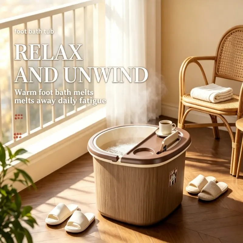 Large‑Capacity Deep Heat‑Retaining Foot Soak Tub With Multifunctional Storage Lid, Household Relax Foot Bath Basin For Daily Foot Care, Suitable For Living Room And Bedroom