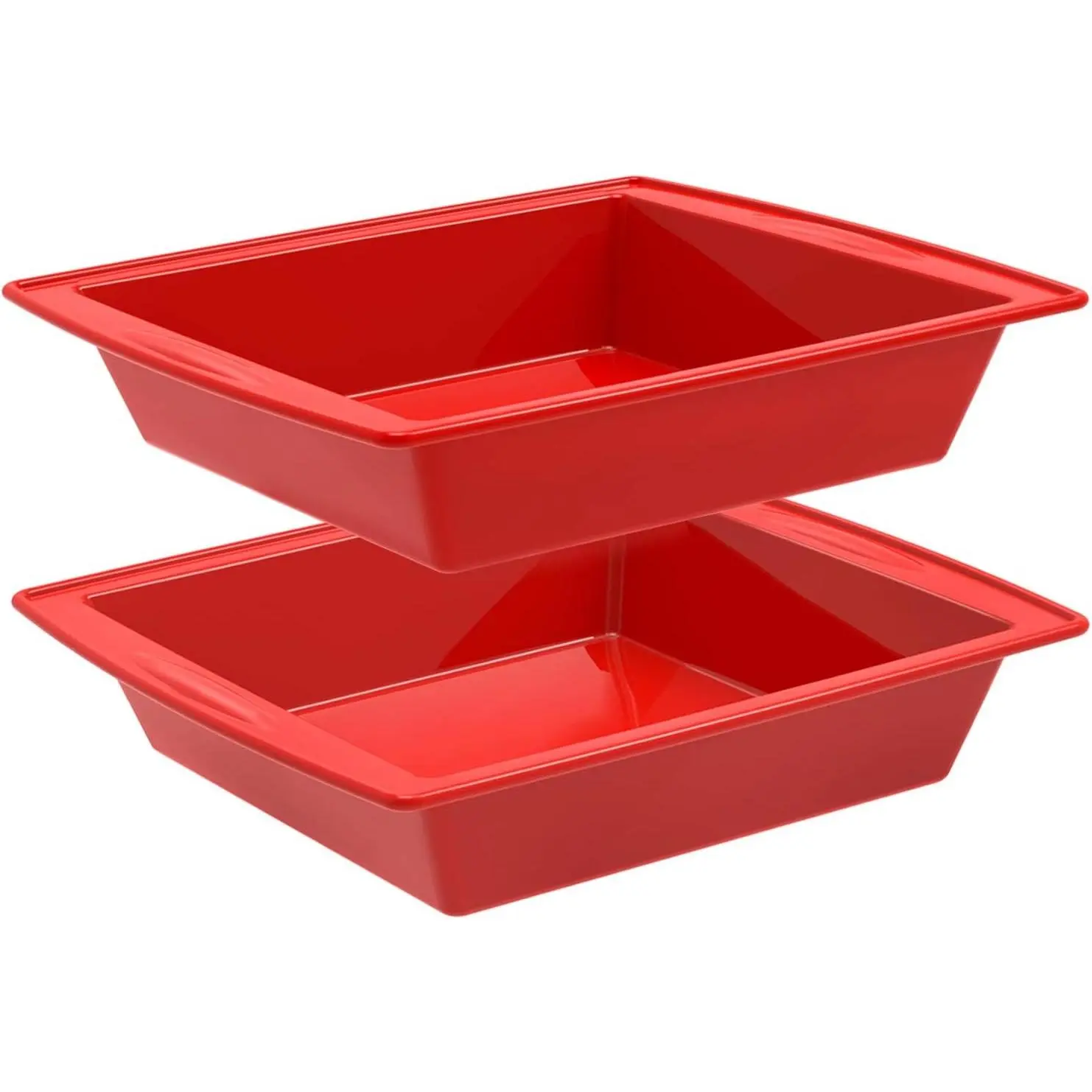 8 inch Square Cake Pans(2 Pack), 8x8 Baking Pan, Nonstick Silicone Cake Molds for Brownie, Cornbread and Cake