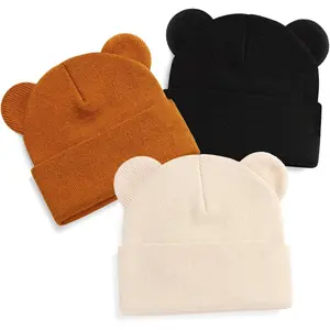 Baby Beanie Warm Winter Hat with Bear Ear  Infant Toddler Boys Girls Kids Soft Knitted Skull Cap