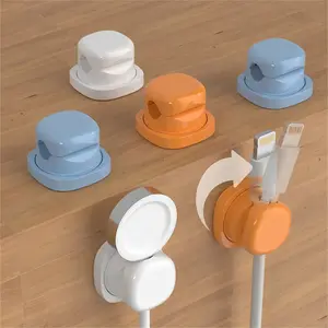6-Pack 360° Rotating Cable Organizer Clips, Upgraded Adhesive Cord Holder for Phone Charger & USB Cables, Waterproof Wire Management Solution for Desk Setup, Home Office, Gaming Station & Nightstand