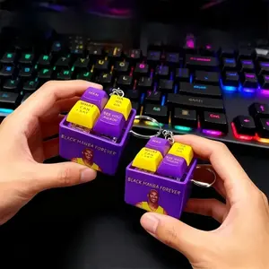 Hot sale Black Mamba Kobe Classic Quotes Sound Keychain Talking Led Key Ring Stress Relief Toy