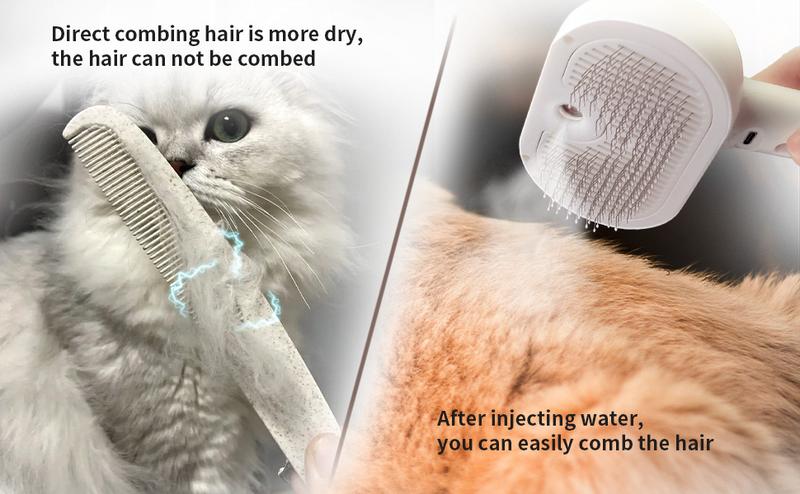 Steam Cat Brush for Shedding - 3 In 1 Self Cleaning Dog Brush for Long & Short Hair Dogs & Cats, White
