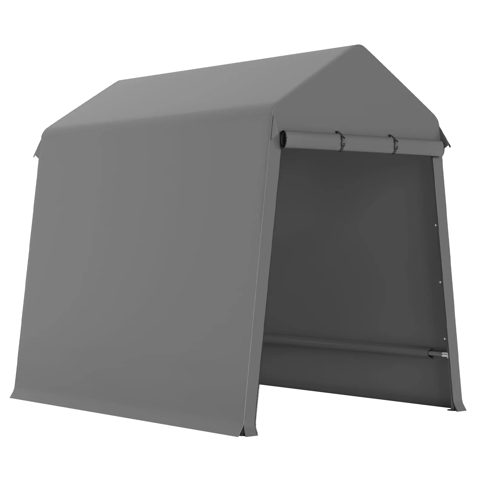 GARVEE 6x8FT Portable Heavy Duty Outdoor Storage Shed with Roll-Up Doors and Vents, Ideal for Garage, Motorcycle, ATV, and Garden Tool Storage, Durable Carport Shelter in Grey