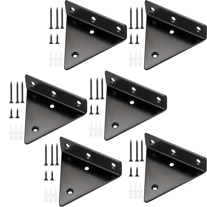 6PCS-Floating Shelf Brackets, Invisible Triangle Wall Brackets, Wall Mounted, Heavy Duty Metal Shelf Brackets, for Storage, Screws, Mounting Brackets