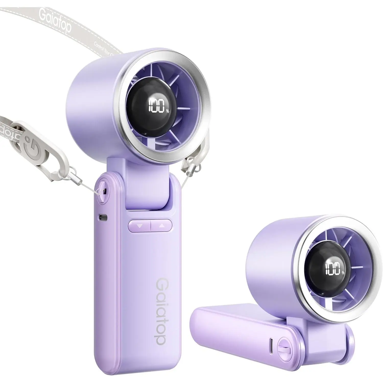 Portable Handheld Turbo Fan, 15 Hrs Cooling, 180° Foldable 4-in-1 Hand Held Fans, 6-Speed (1-100) Personal Mini Handheld Fans, Small Portable Fan for Travel Working Outdoor, Women Gifts PurpleGift