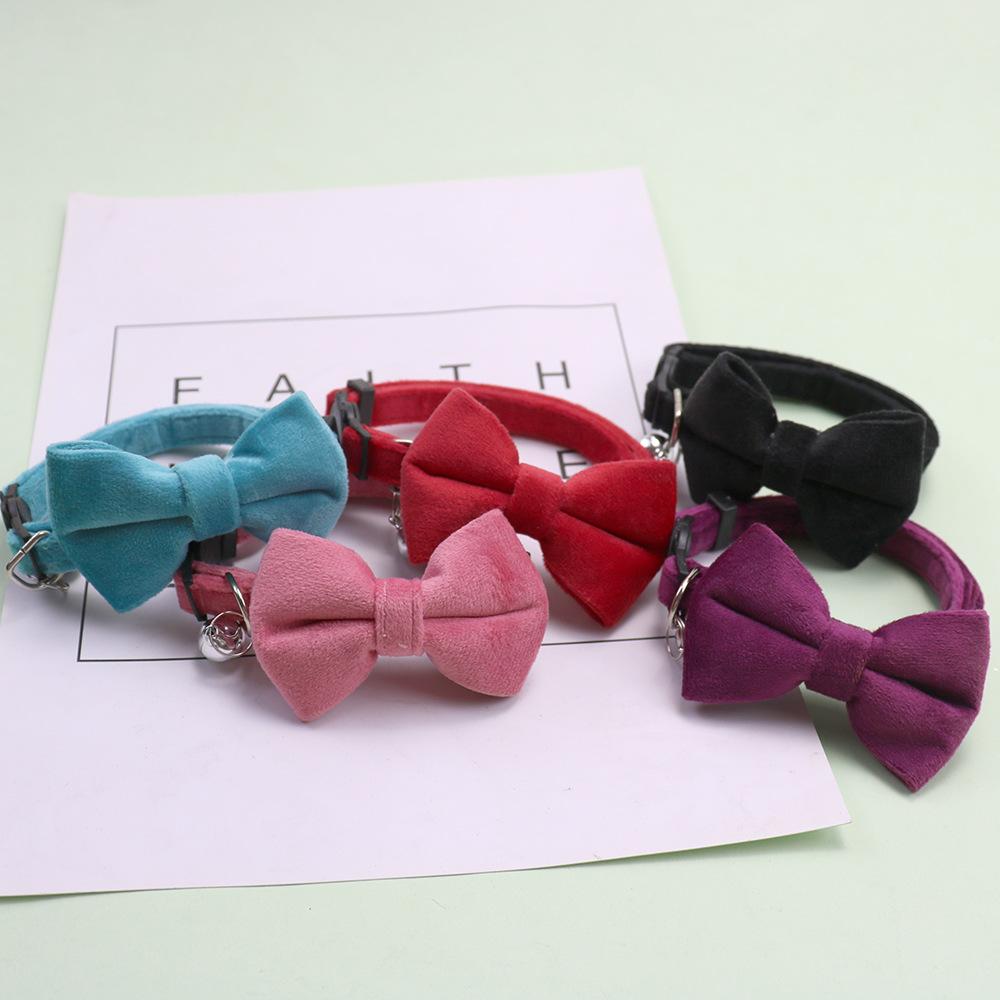 Adjustable Pet Collar with Bell, Cute Bowknot Design Pet Collar with Safety Buckle, Pet Accessories for Small Dogs & Cats