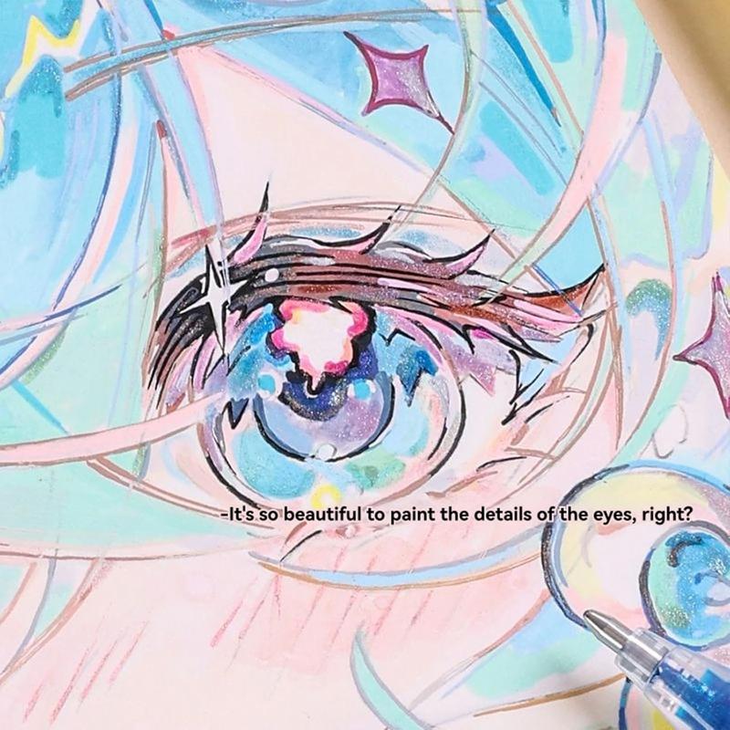 Flash Gel Pen, 12pcs/set Vivid Color Variety Sparkle Gel Pen, Coloring Pens for Adults DIY Birthday Cards Drawing, Doodle Drawing Pen