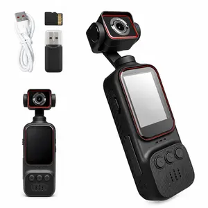 Portable Video Recorder with 180-Degree Rotating Lens, Handheld Stabilizer Camera, USB Charging, Action Camera for Vlogs and Travel