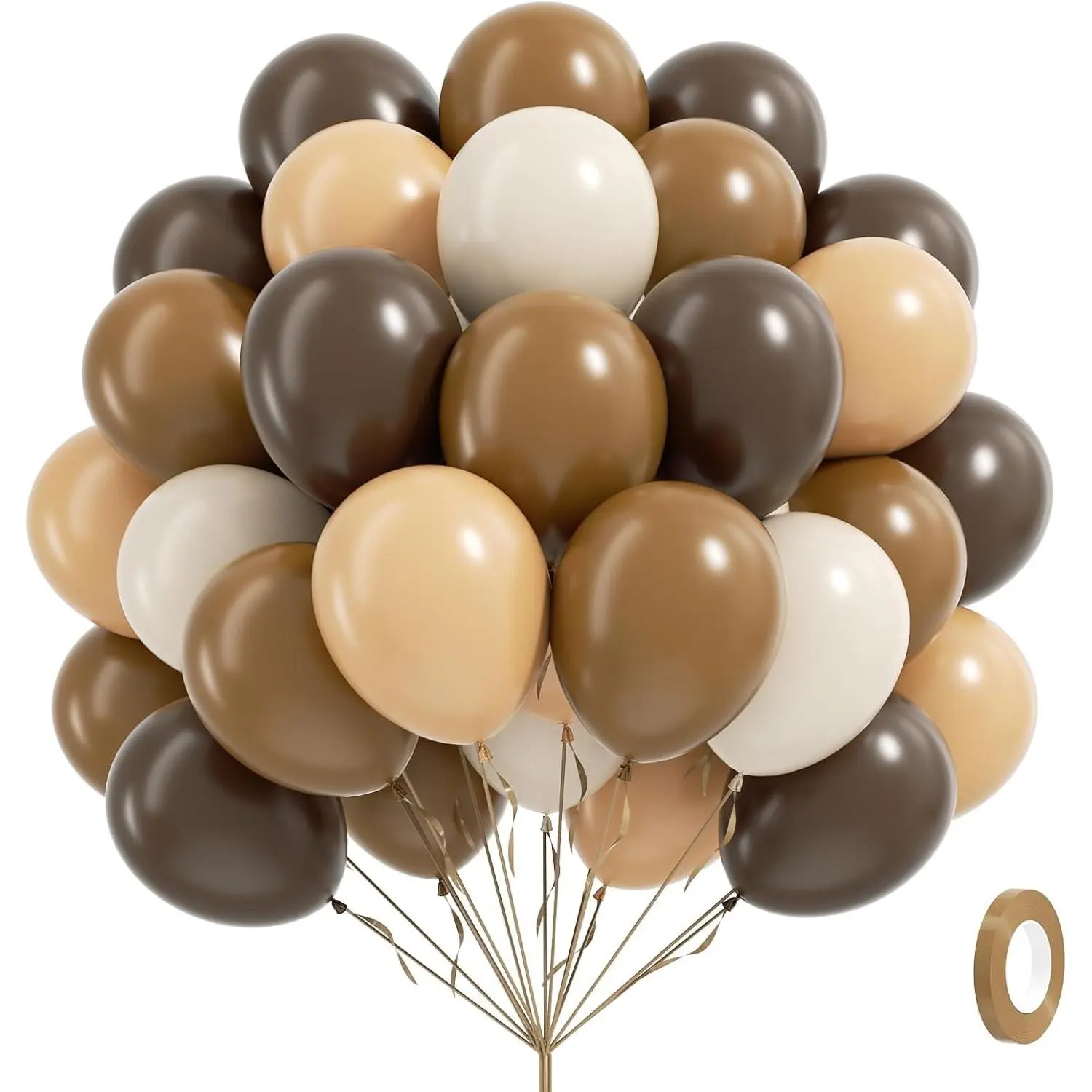 60pcs 12 Inch Balloons in Brown, Dark Brown, Coffee, Nude, Sand & White | Boho Neutral Cowboy Theme Party Decorations for Baby Shower, BirthdayGift