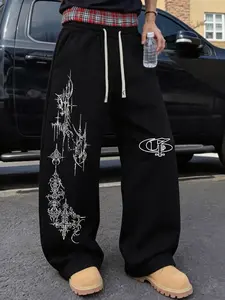 Wide Leg Street Style Pants, Dual Waist Fake Two-Piece Long Pants, Fashionable Trendy Design, Comfortable Wear, Ideal for Casual