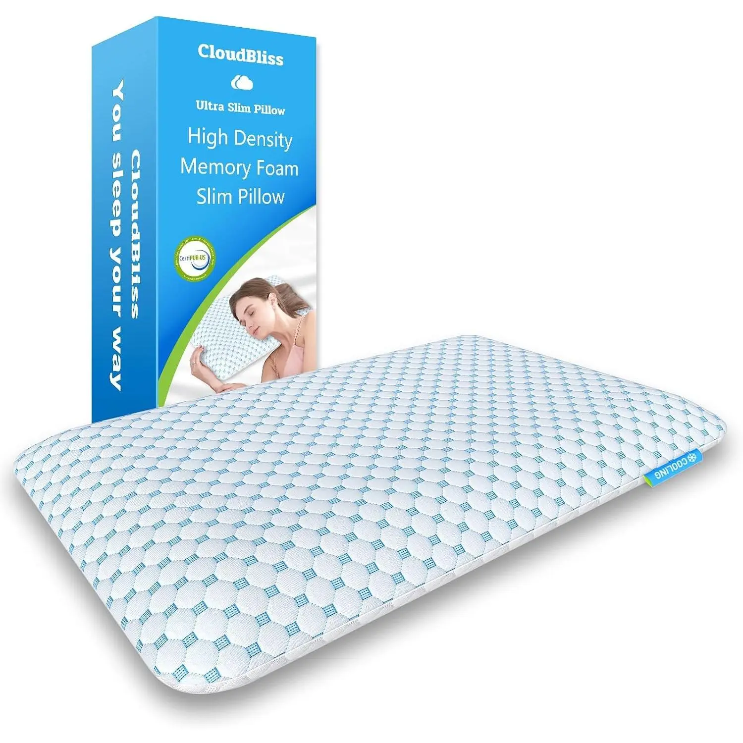 Ultra Slim Plain Polyester Thin Pillows - 2.75in Standard Size, Reversible Design, Smooth Surface