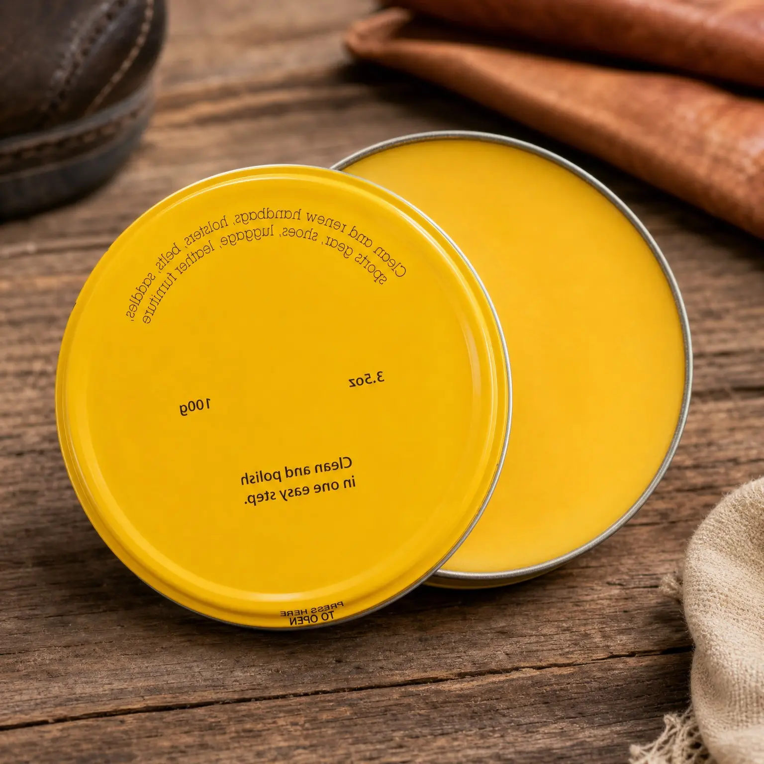 Yellow Saddle Soap for Leather (3.5 oz Tin) - Leather Cleaner & Conditioner to Soften, Protect & Restore Leathercraft - Leather Soap for Car Seats, Couches, Shoes, Purses, Boots, Bags & SaddlesGift