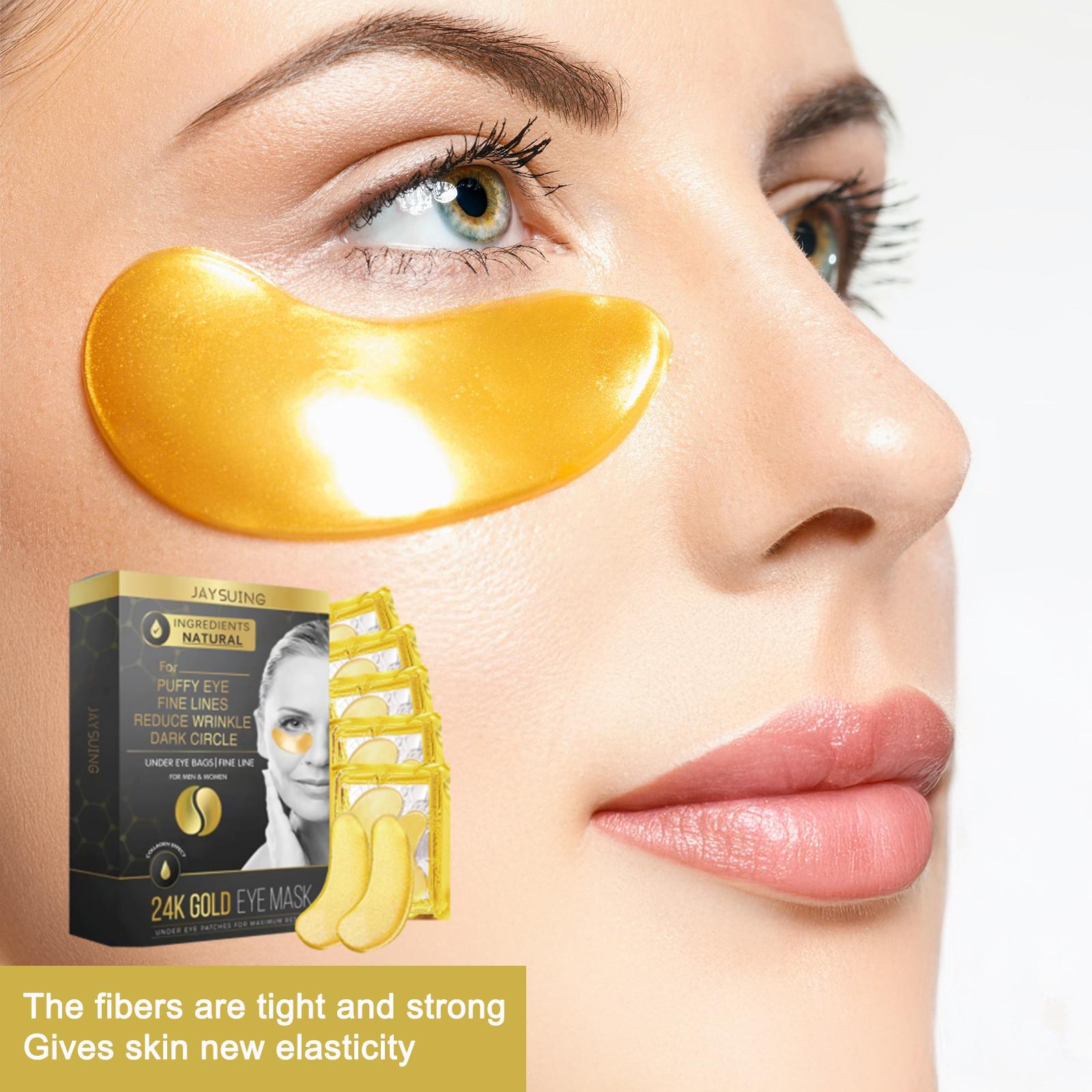 24k Gold Eye Mask with Hyaluronic Acid & Retinol, Collagen Natural Ingredients, Reduces Fine Lines Dark Circles, Moisturizing Firming Skin Care