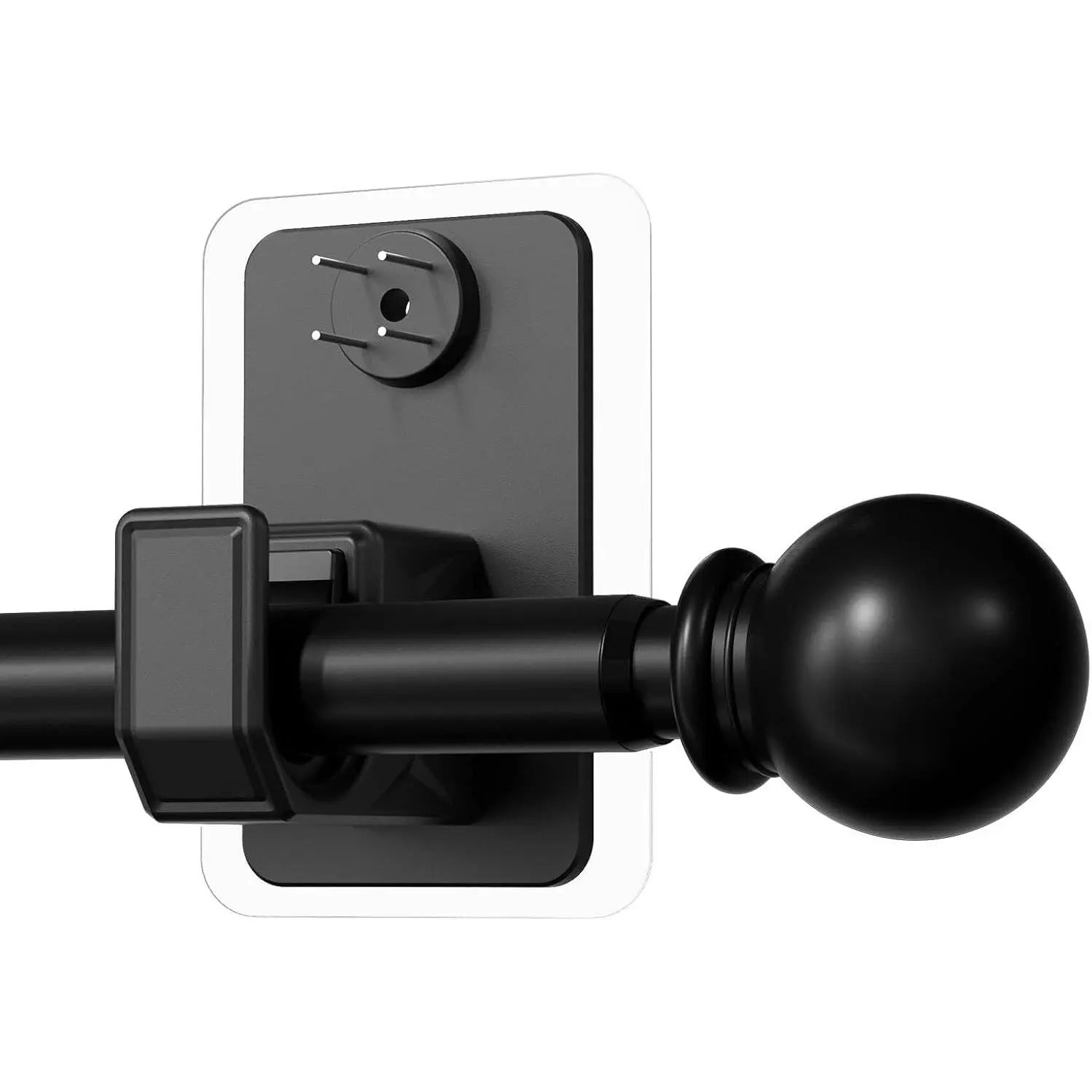 Black Adjustable No-Drill Curtain Rod - 5/8" Diameter, Multi-Size for 25-86 In Windows, 2.0 Dual-Fix Adhesive Fixing & Invisible Nails, Renter-Friendly for Apartments