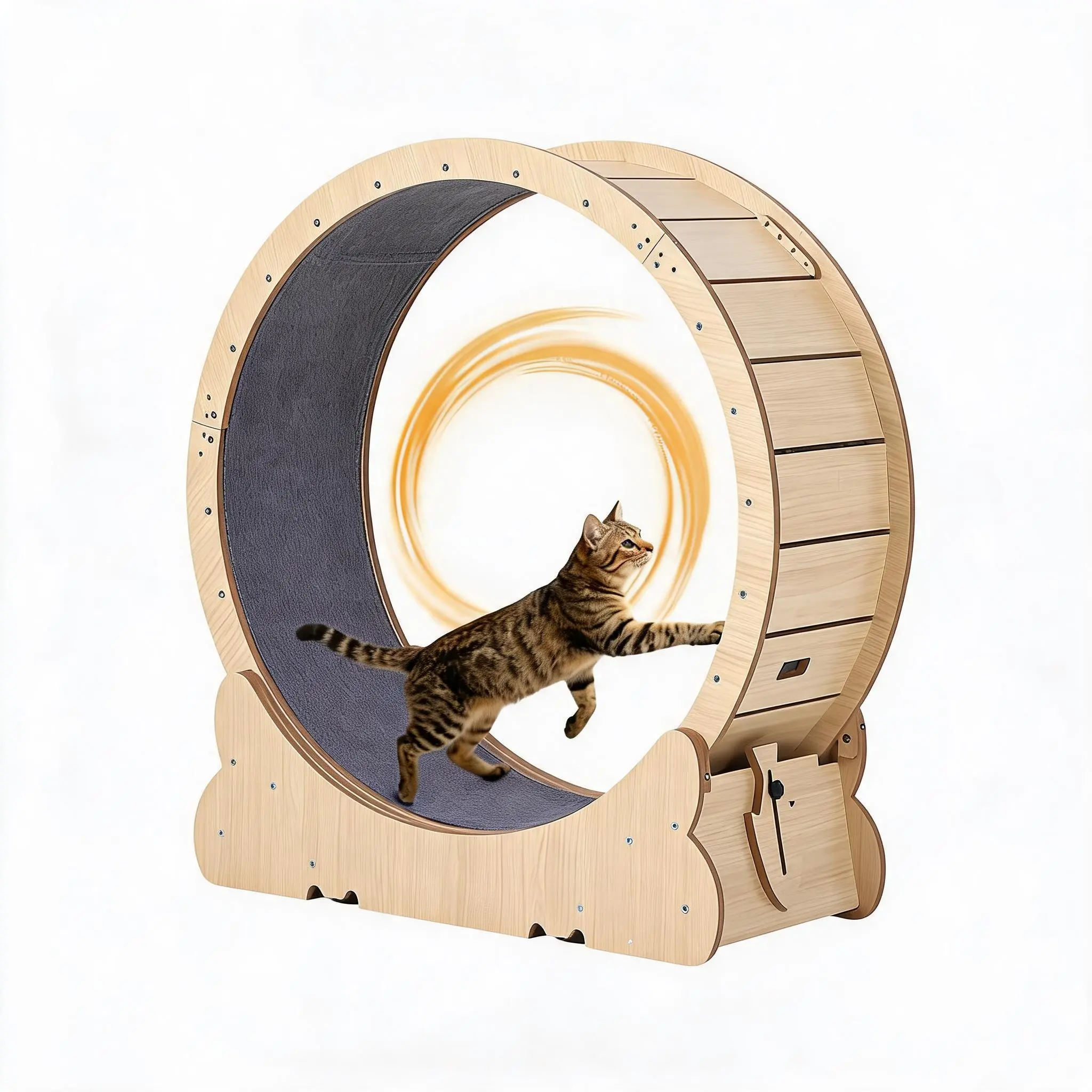 Large 39.4" Cat Running Wheel – Quiet Operation, Safety Lock & Removable Mat – Indoor Cat Fitness & Weight Loss