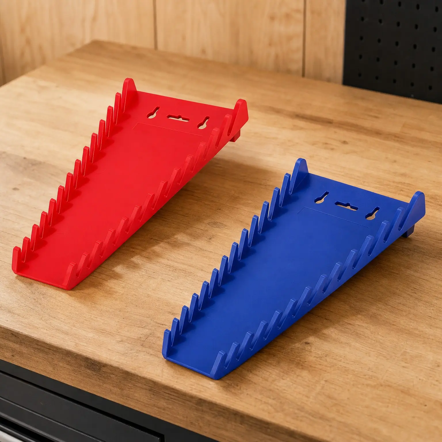 2-Pack Magnetic Wrench Organizer, 12-Piece Wrench Holder Set for Tool Box Drawer, Wrench Rack Tool Trays SAE (1/4" - 15/16") and Metric (6mm-24mm)